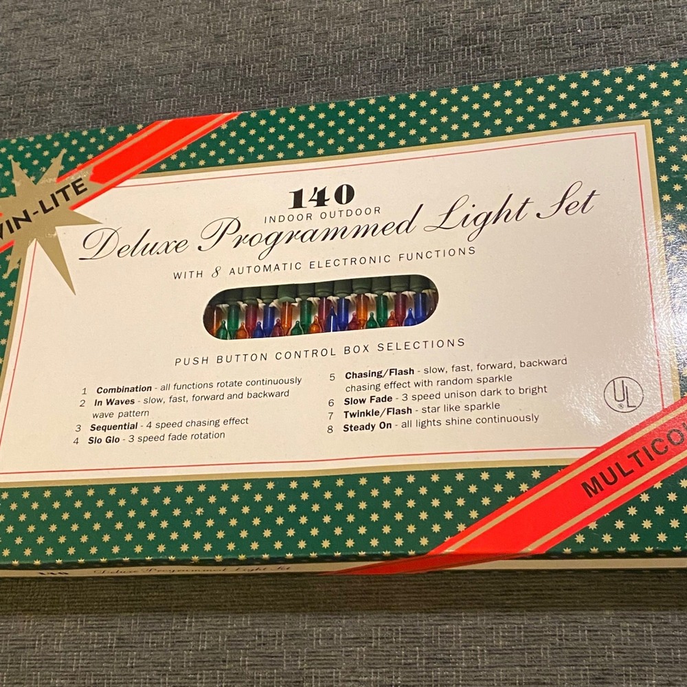 Deluxe Programmed Light Set 140 Count Multicolor NOS 8 Functions